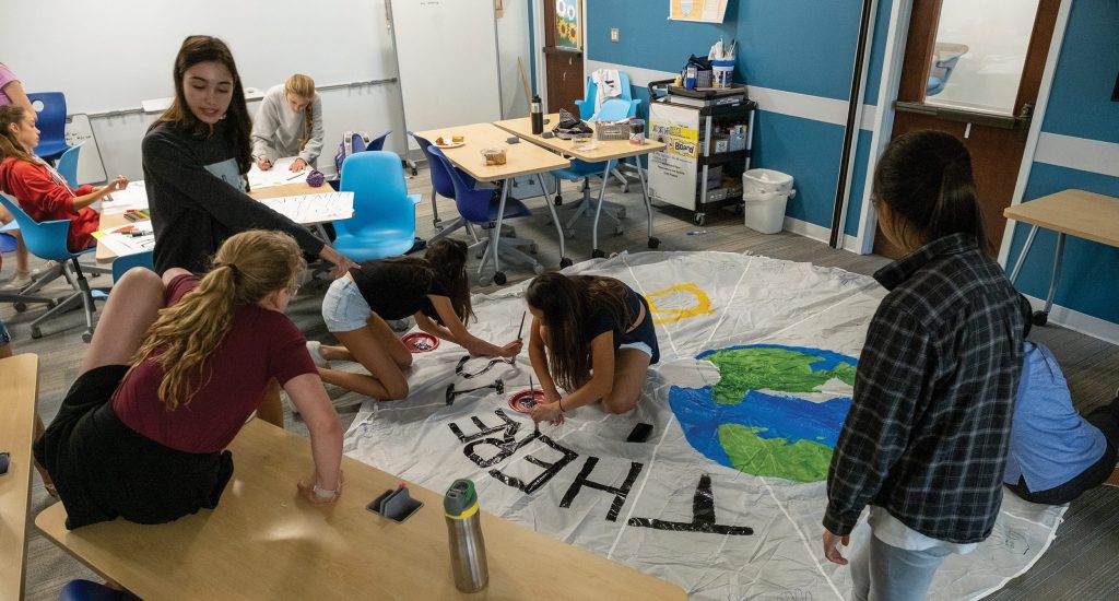 Students make "Planet B" banner